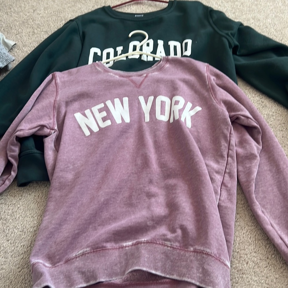 2 crewnecks from winners both have been worn twice